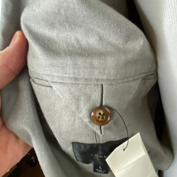 J.Crew Mens $228 Slim Fit Suit Jacket Stretch Hemp-Cotton Grey Size L BC612 - Picture 9 of 12